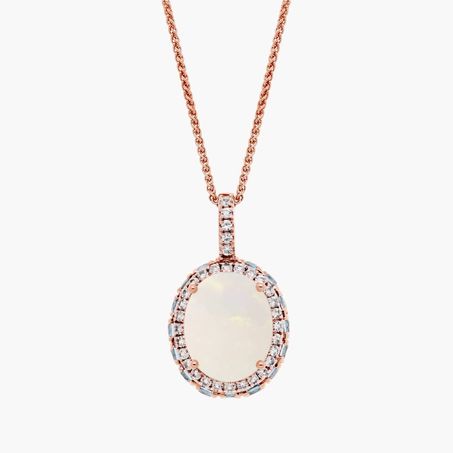 opal pendant necklace in rose gold